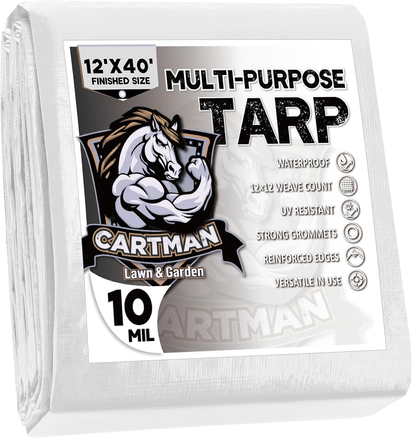 Detalle de CARTMAN 12x40 ft 10 Mil White Heavy Duty Tarp
