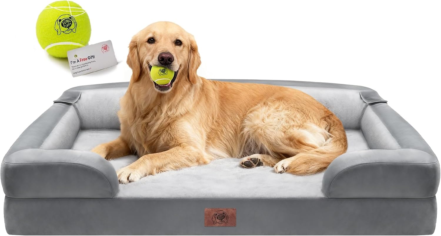 Detalle de Song Puppy SP11 Large Dog Bed, Orthopedic Memory Foam, Waterproof, Gray