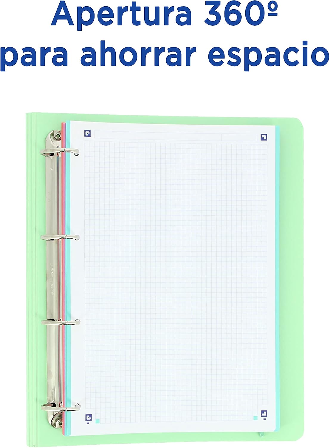 Thumbnail 5 de Oxford Live & Go Classeur à 4 anneaux A4+ avec planche magnétique amovible et recharge quadrillage 5x5 – vert