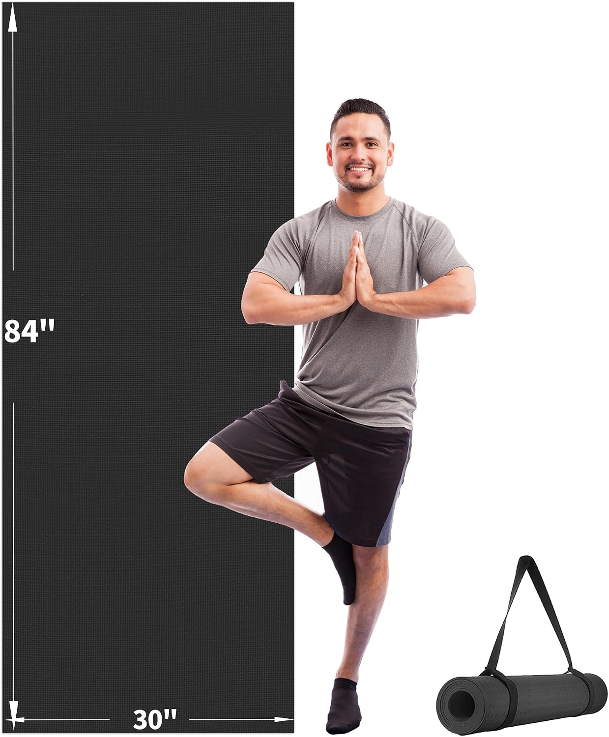 Detalle de CAMBIVO Extra Long Wide Yoga Mat, 84" x 30" Cushioned PVC Workout Mat
