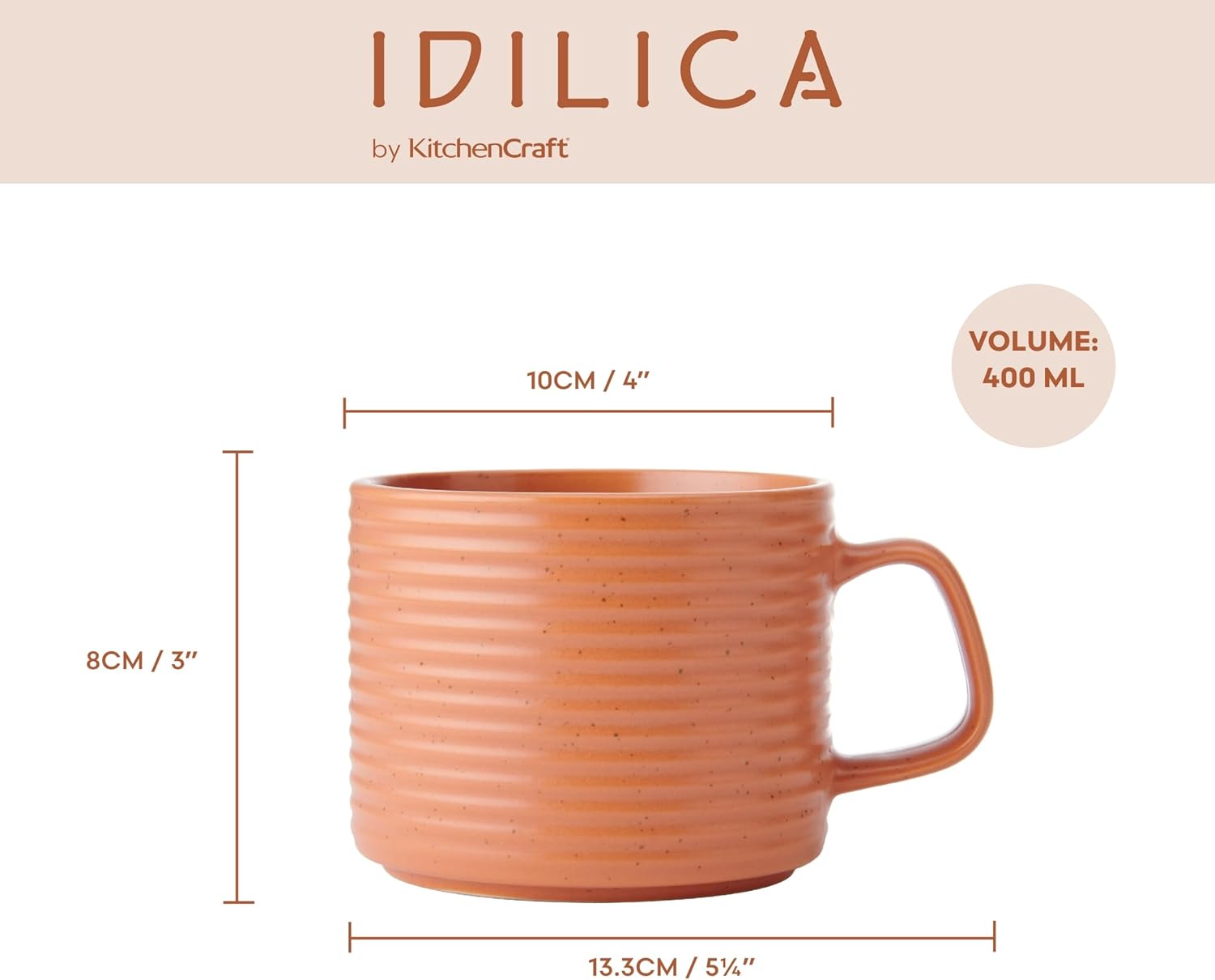 Detalle 2 de KitchenCraft Idilica: set di 4 tazze impilabili in gres, multicolore, 400 ml