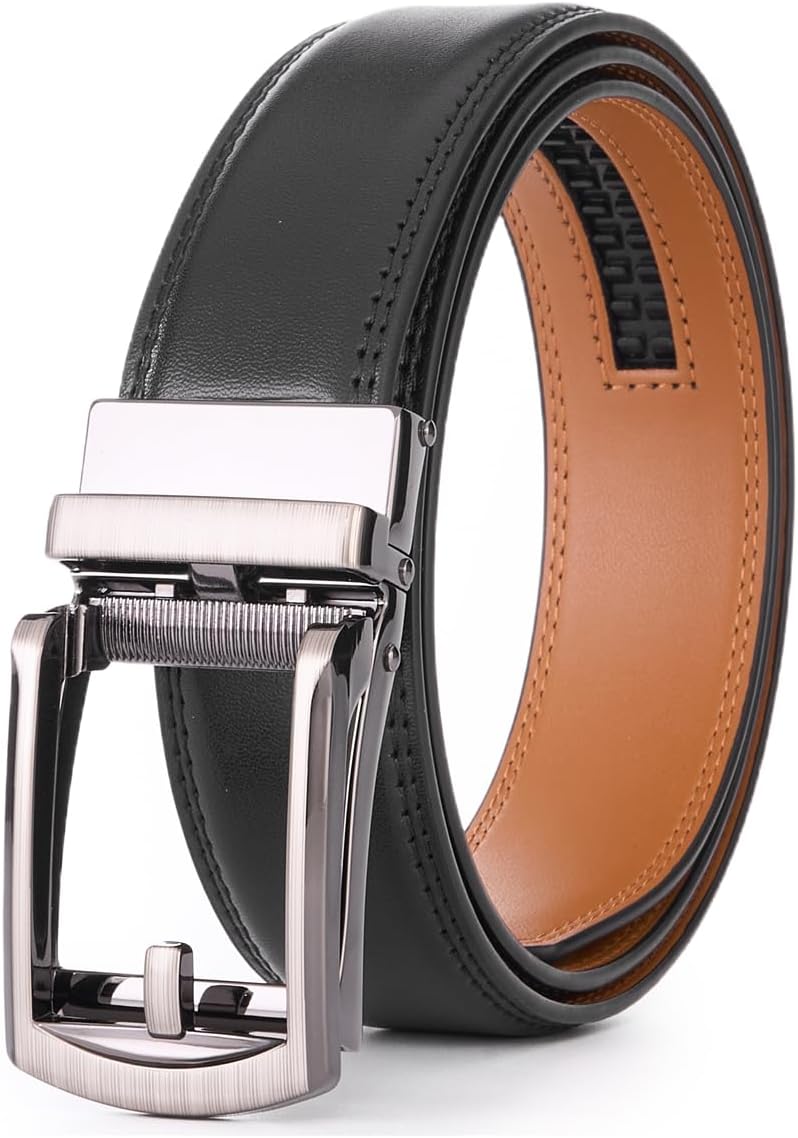 Detalle de VRLEGEND ceinture homme en cuir automatique réglable (boucle à cliquet) pour costume et travail