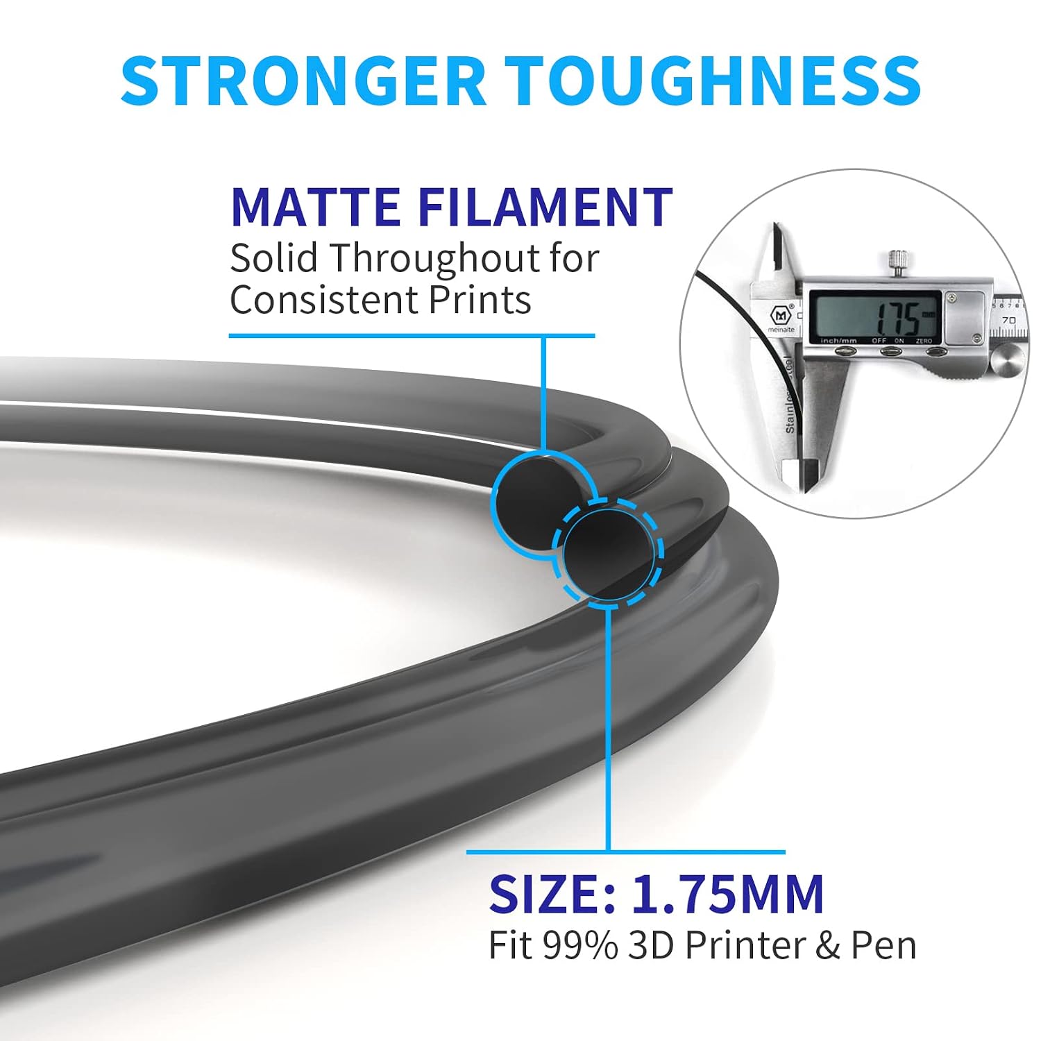Thumbnail 2 de GEEETECH Matte PLA Filament (1 kg Spule) – 1,75 mm, Genauigkeit +/- 0,03 mm in Schwarz
