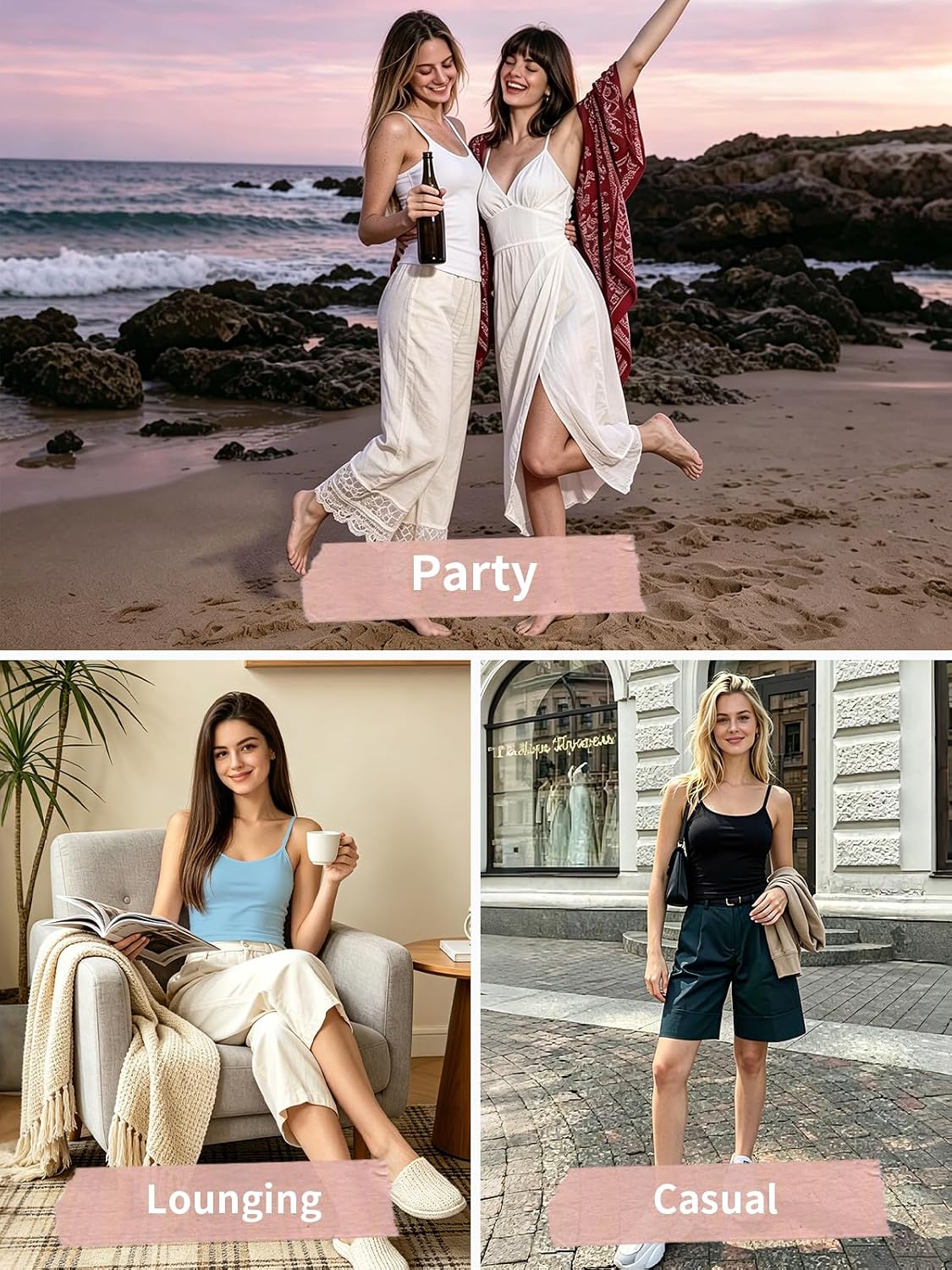 Thumbnail 4 de V FOR CITY Women's Cotton Cami, 2-Pack