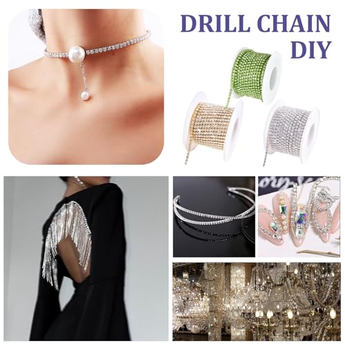 Detalle de Blinginbox Crystal 2mm Rhinestone Chain – 10 Yards for DIY Decor