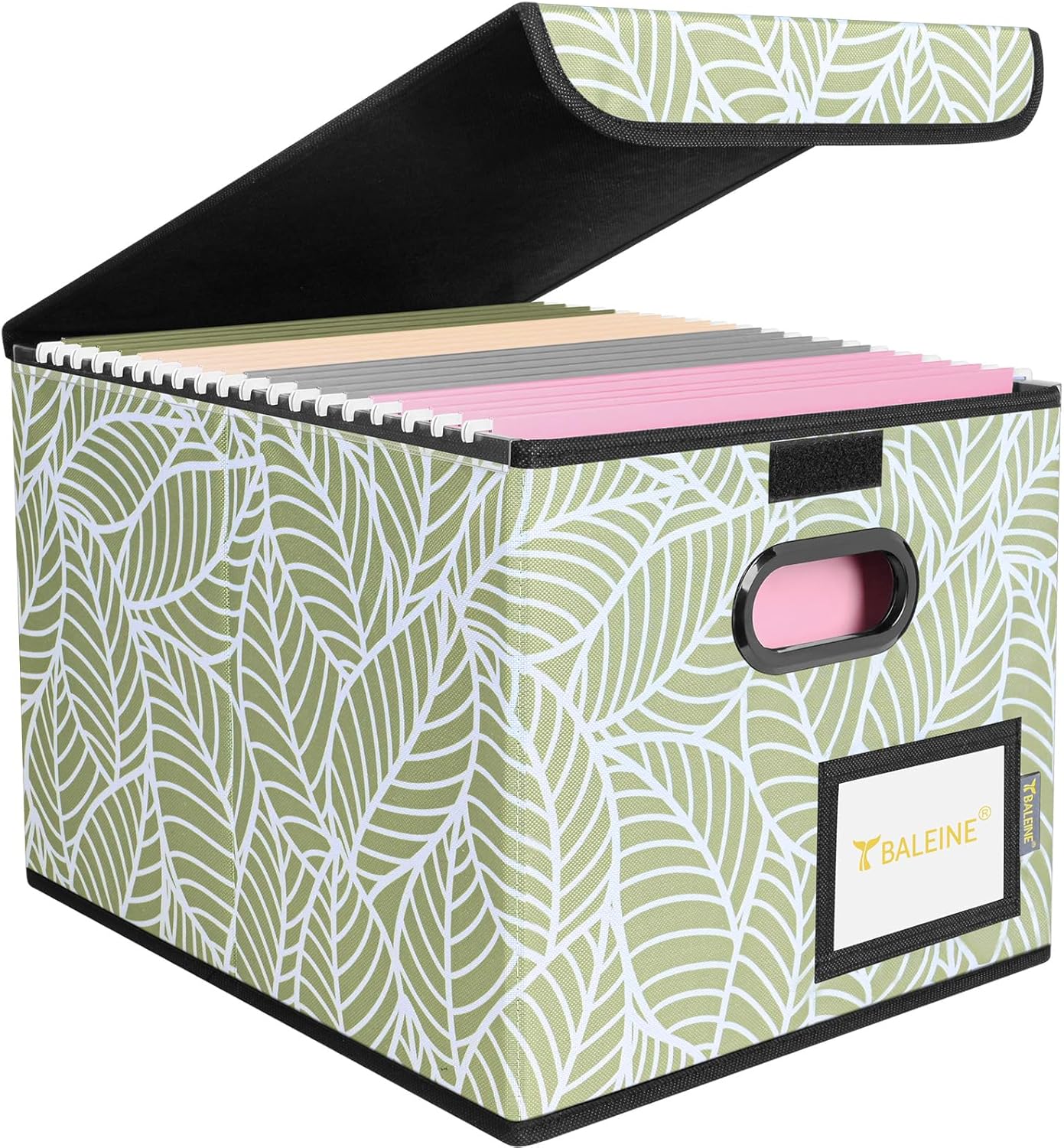 Detalle de BALEINE Baleine-1122 Collapsible File Organizer Box with Lid and PVC Rails