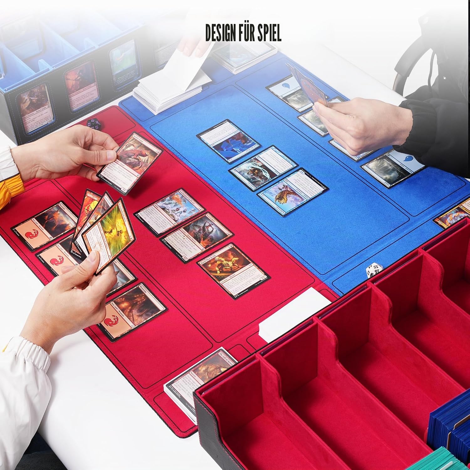 Detalle de Sammelkarten-Aufbewahrungsbox mit Commander-Display – 5‑reihe Deckgehäuse (3900+ Karten), Toploader inkl. Trennwände