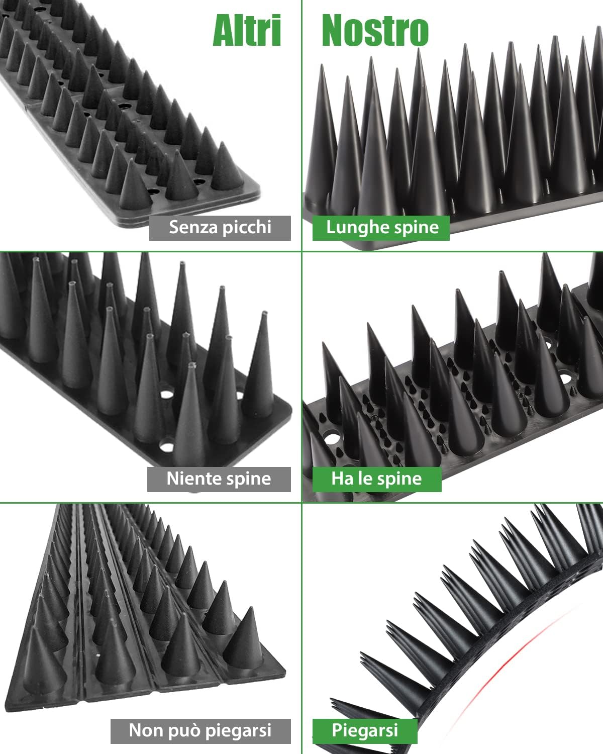 Detalle de XDQQ Dissuasori Scaccia Piccioni – Set di 20 spuntoni in ABS per balcone e terrazza