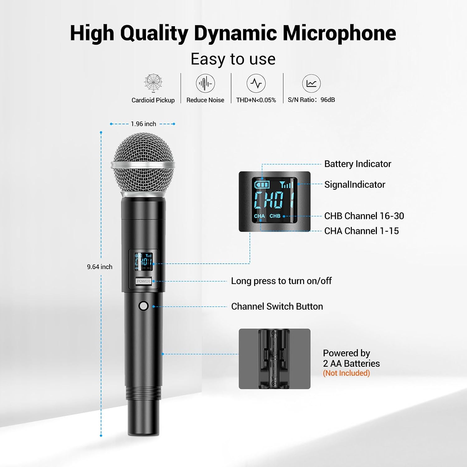 Detalle 2 de FDUCE W13 Wireless Dual Microphone System, UHF, 2 x 5 Channels