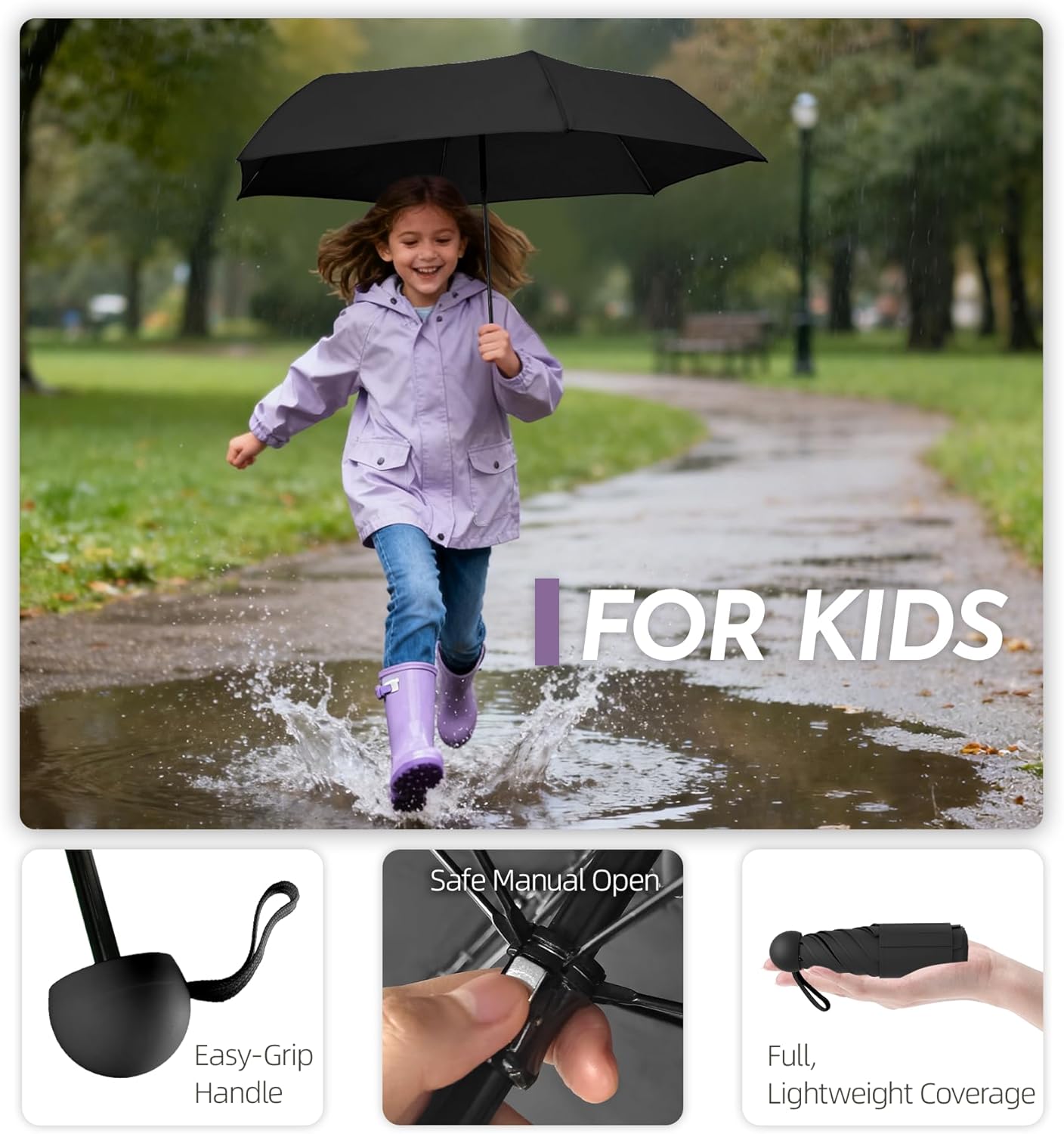 Detalle de LILAC Mini Umbrella with Capsule Case – Compact UV Protective Parasol for Everyday Carry