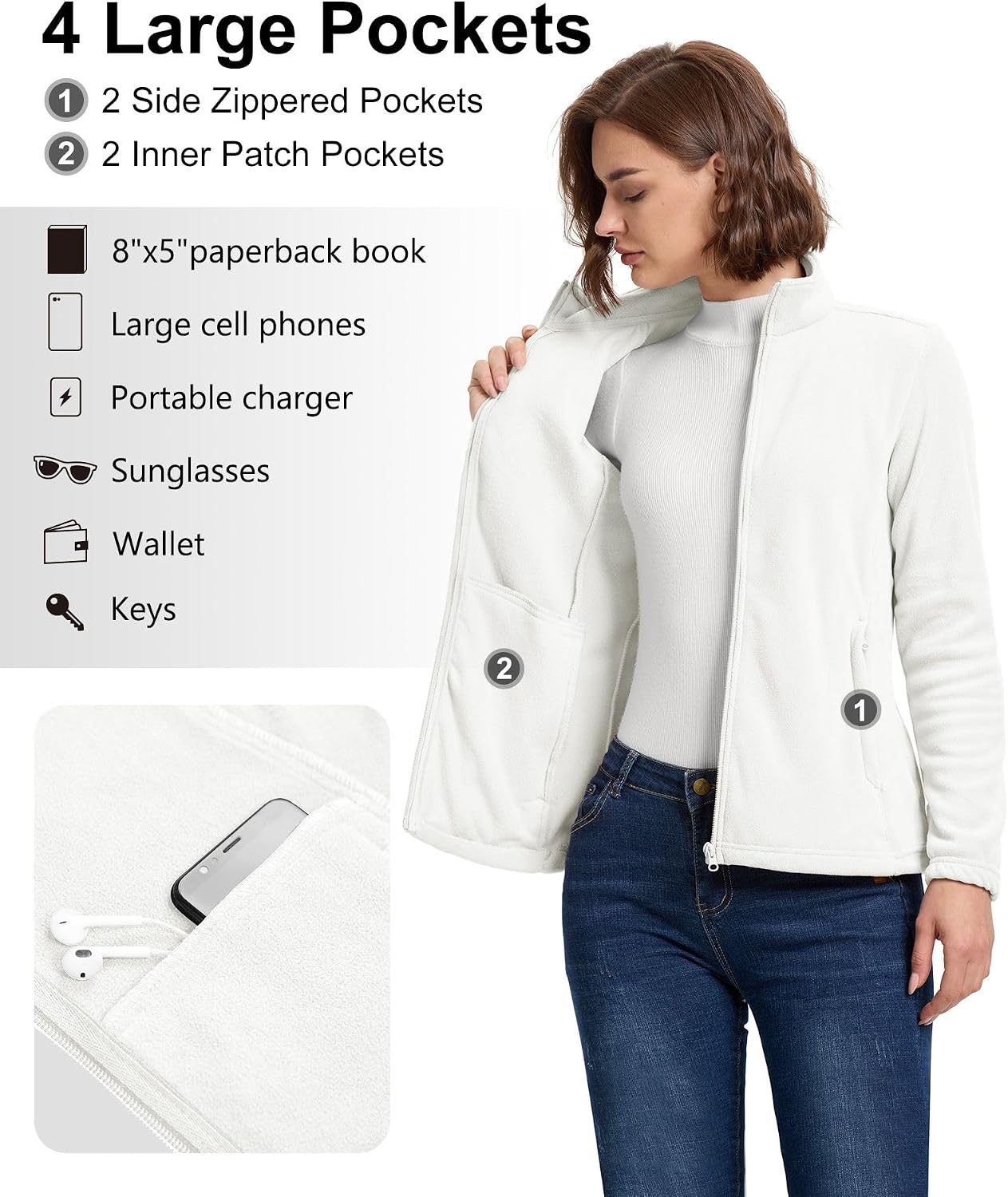 Thumbnail 2 de 33,000ft Damen Fleecejacke 100 % Polyester