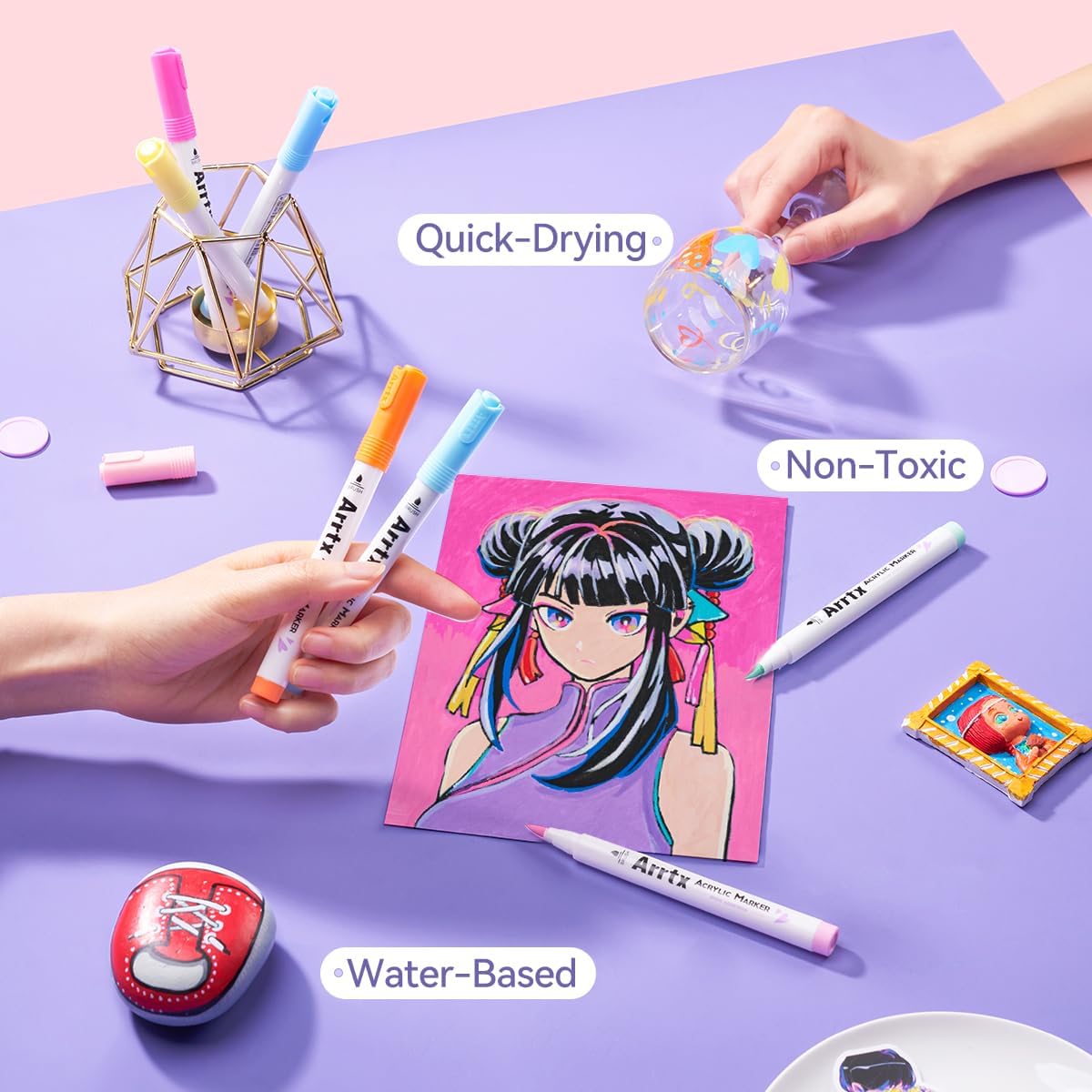 Thumbnail 4 de Arrtx 60 Colors Acrylic Markers 60B
