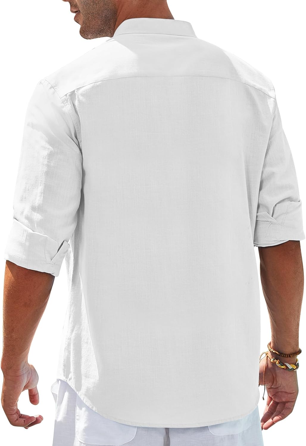 Thumbnail 1 de siliteelon Herren Leinenhemd Langarm mit Stehkragen – Casual Regular Fit