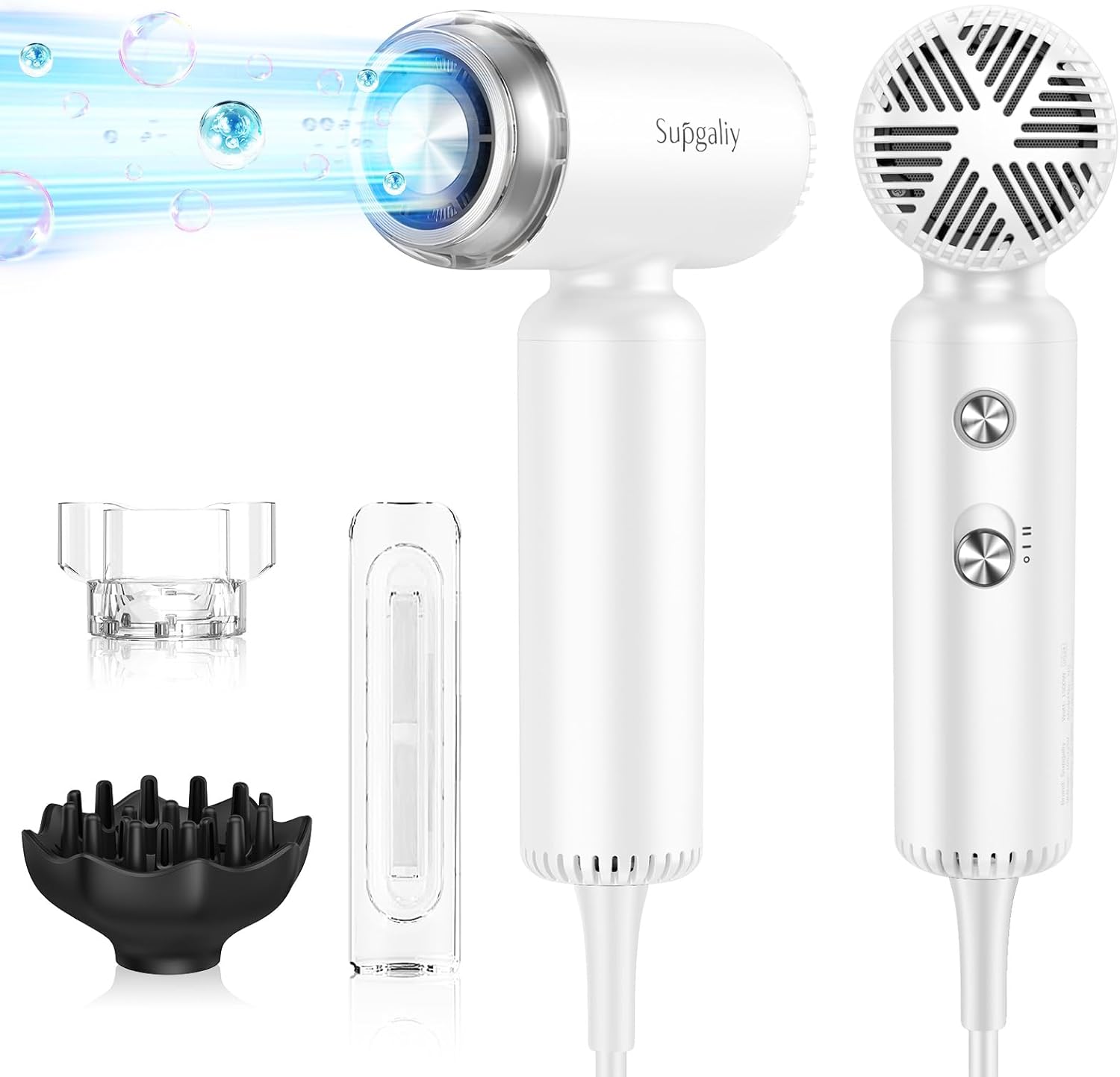 Detalle de Mini Reisefön mit Diffusor 1500W – 110.000 U/min Hochgeschwindigkeitsmotor, 290 g ultra leicht
