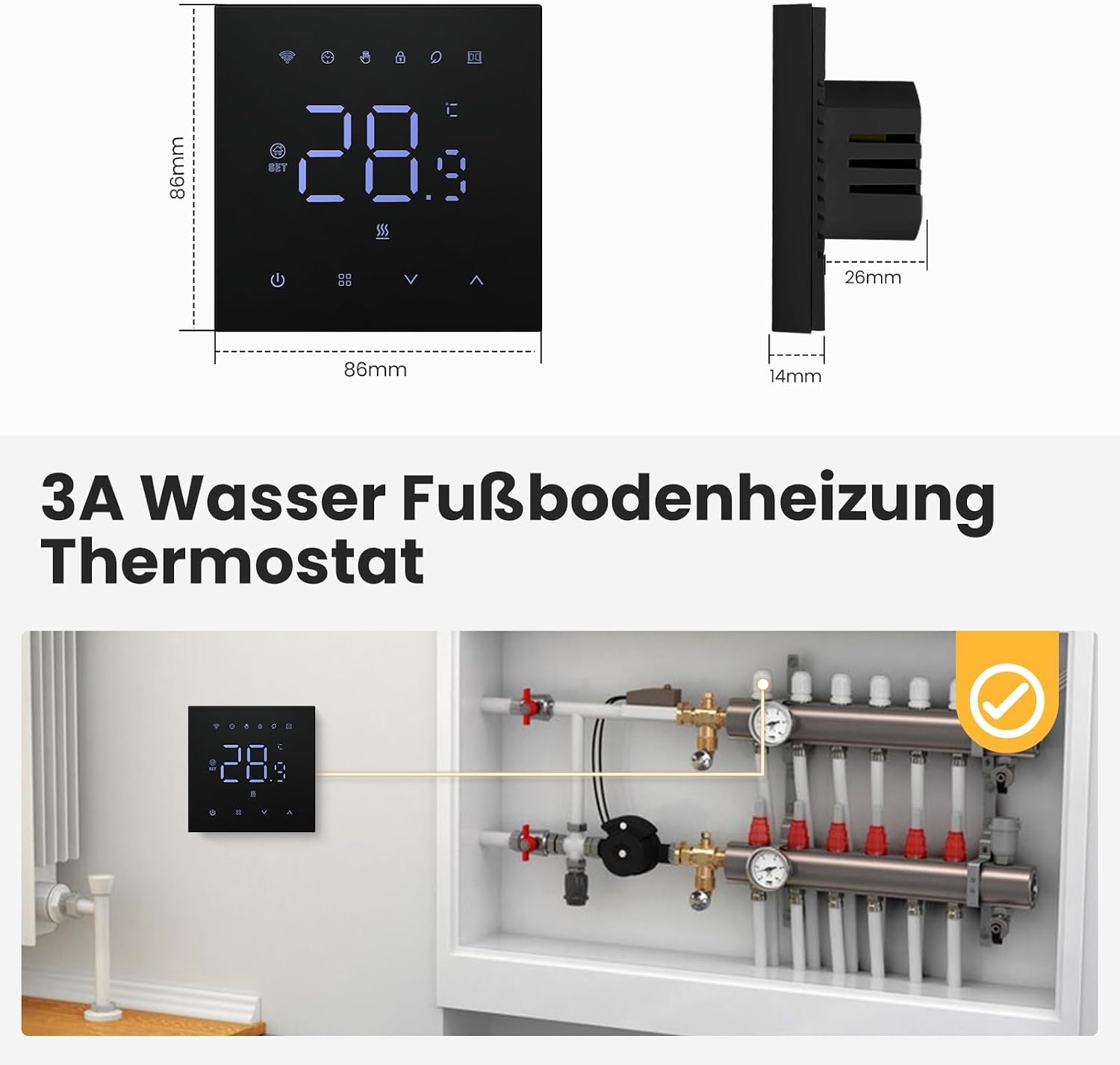 Thumbnail 4 de MIUCDA Smart-Thermostat für Fußbodenheizung