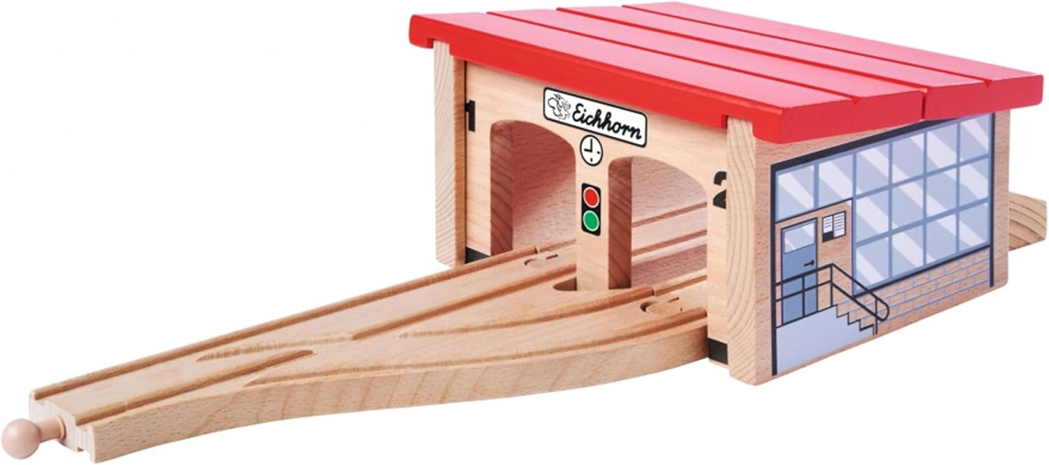 Thumbnail 1 de Eichhorn Rail 100006502 Locomotive Shed — 6 Pieces, FSC Beech Wood, Compatible with Other Rail Systems