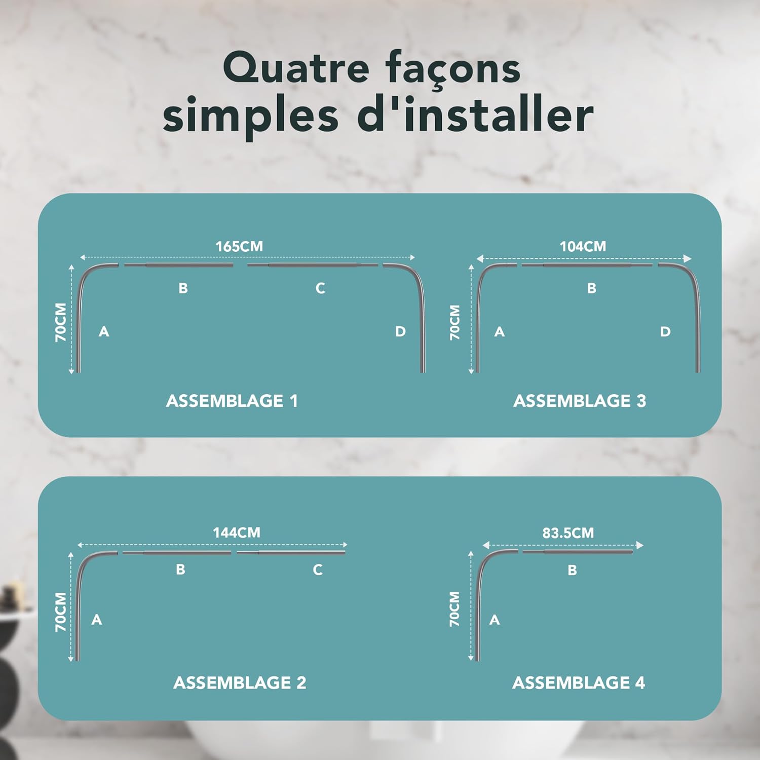 Thumbnail 1 de Barre de douche d’angle en U 70 cm