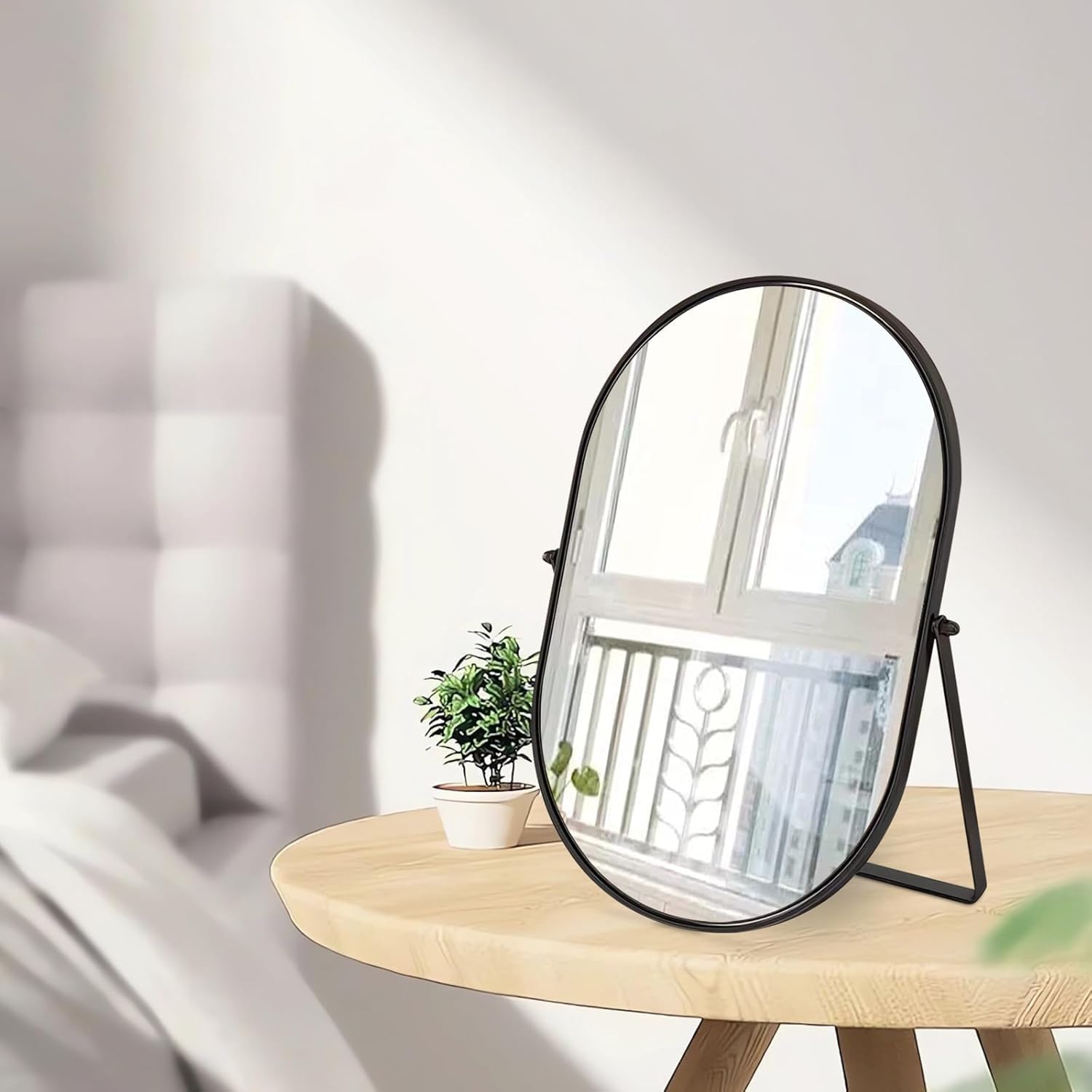 Thumbnail 6 de Hosoncovy Free Standing Desktop Mirror with Stand (Large Oval, Black)