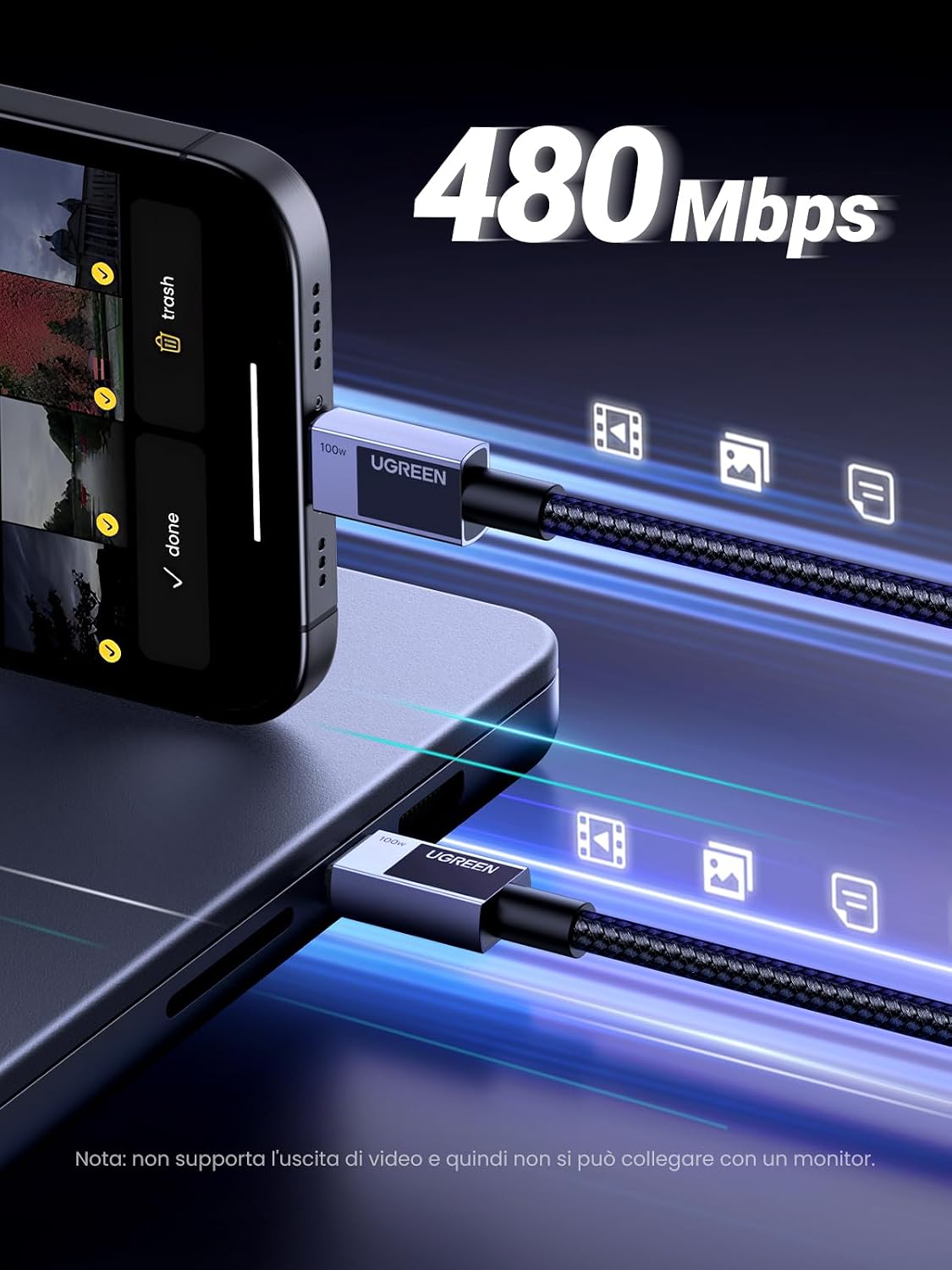 Thumbnail 6 de UGREEN 100W Cavo USB-C PD 3.0 3 m per laptop e smartphone