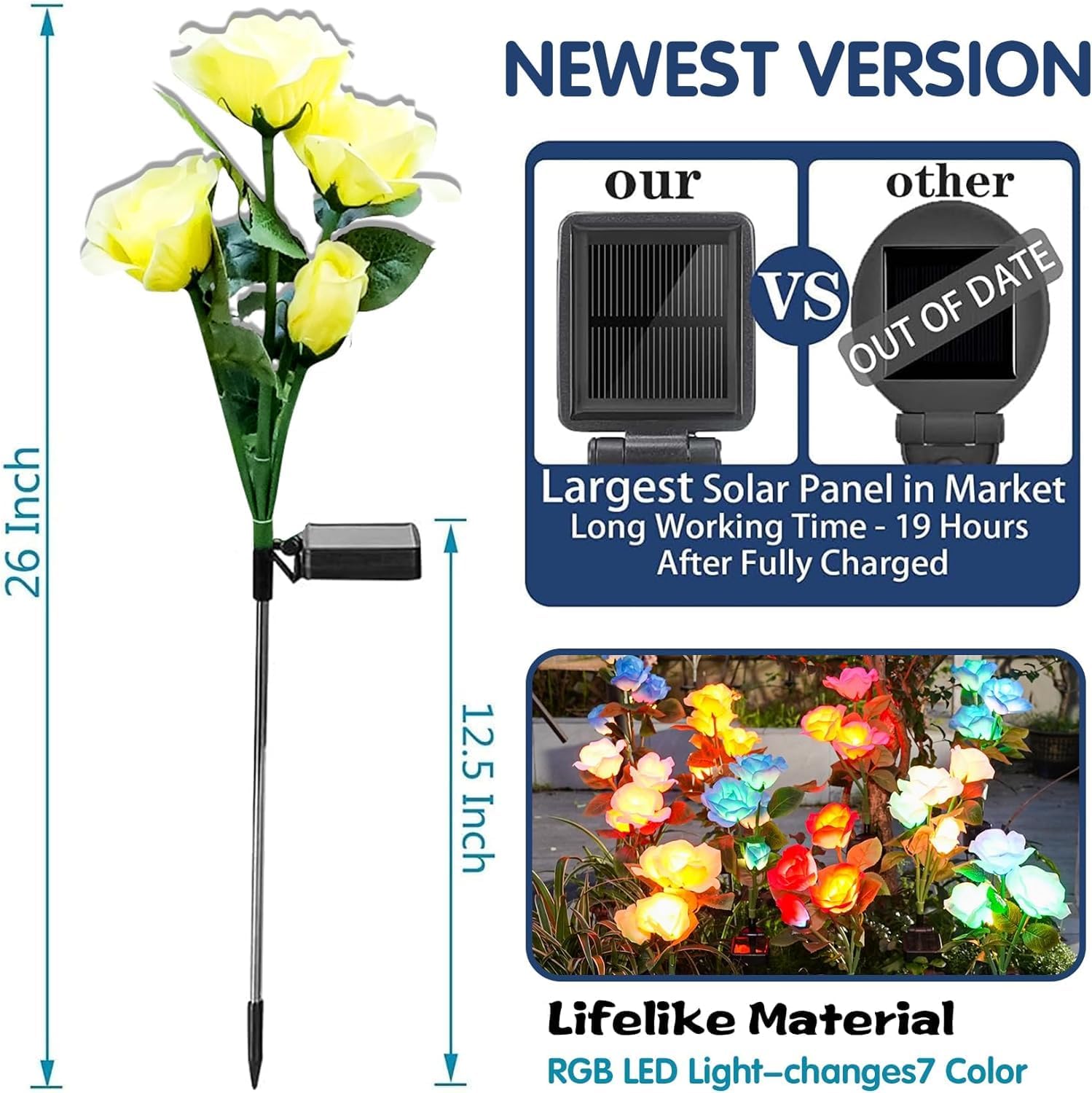 Detalle de Solar rose garden lights 4 pack