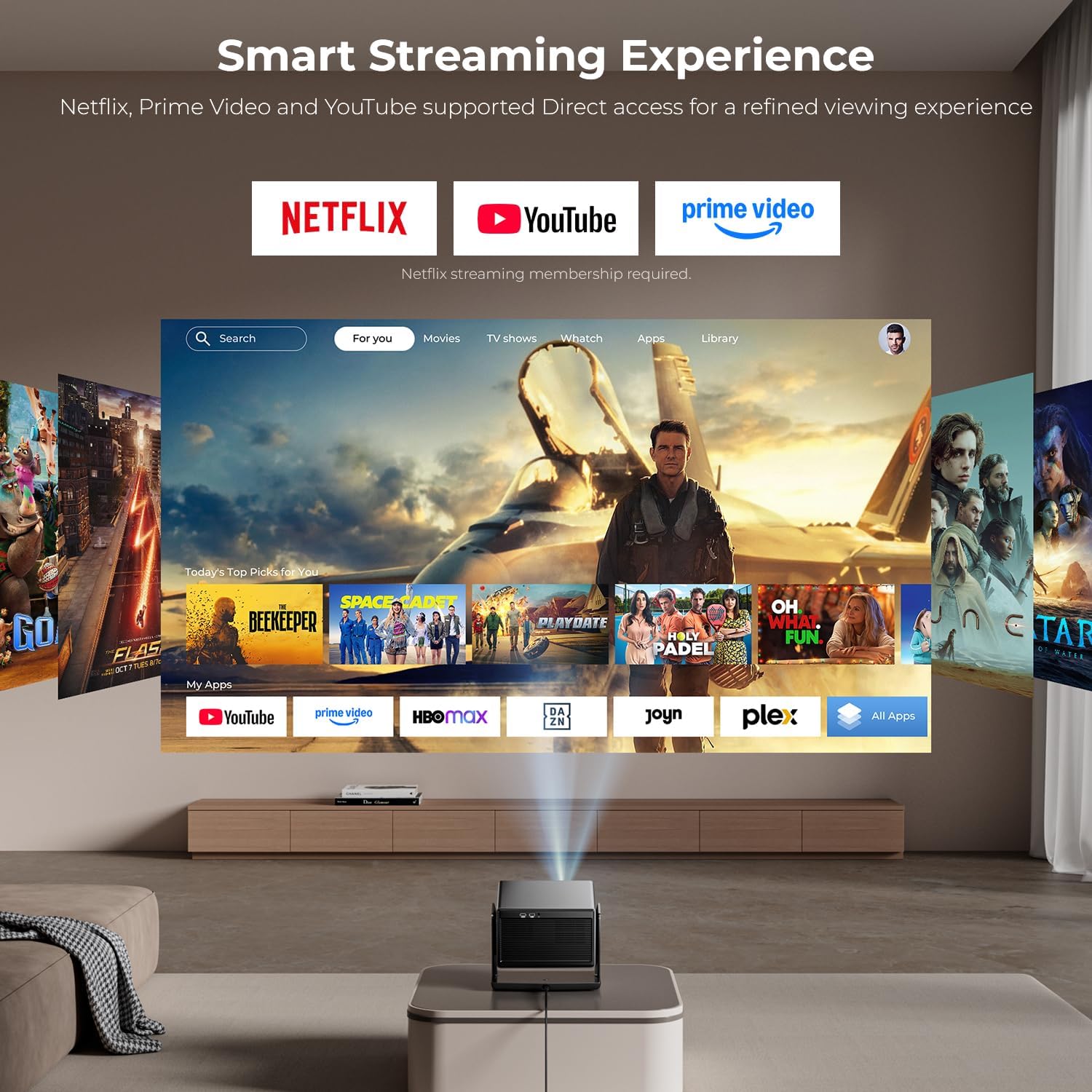 Thumbnail 3 de ELEPHAS Smart 4K Projector with WiFi & Bluetooth — 270° Rotatable Home Theater