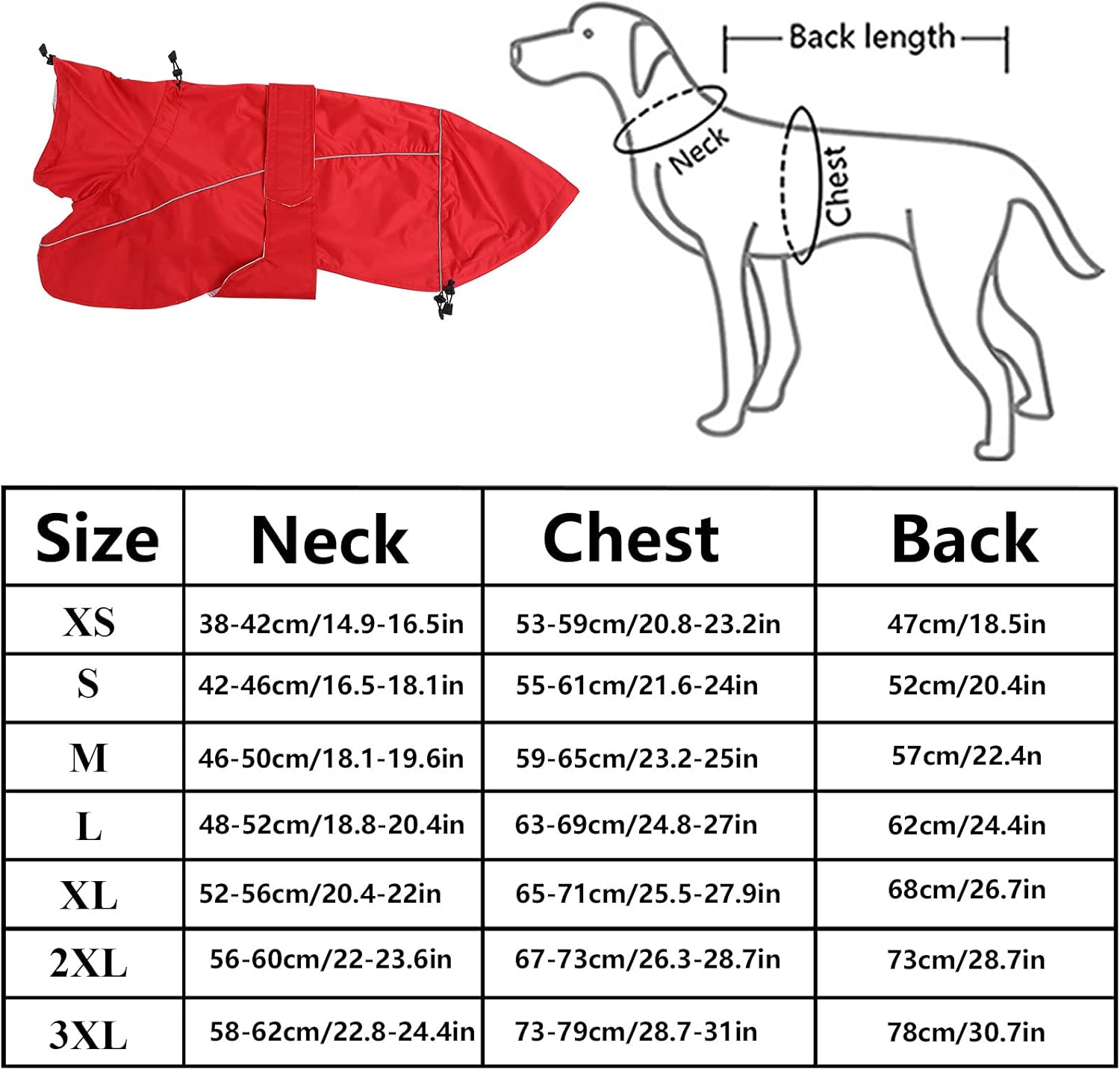 Thumbnail 4 de Greyhound Lurcher Raincoat (Whippet rain gear) in Red, reflective trim, adjustable bands – Xlarge