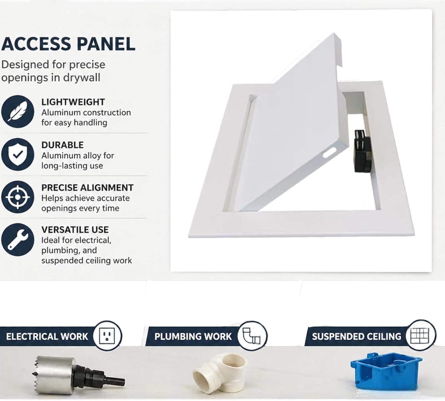Detalle 2 de Ankuce MDOOR Galvanized Steel Access Panel Door, White Powder-Coated