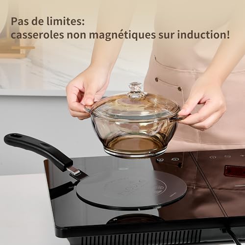 Detalle de Plaque à induction Ø14 cm Moka avec poignée amovible - FLOVIA COOK BY NATURE