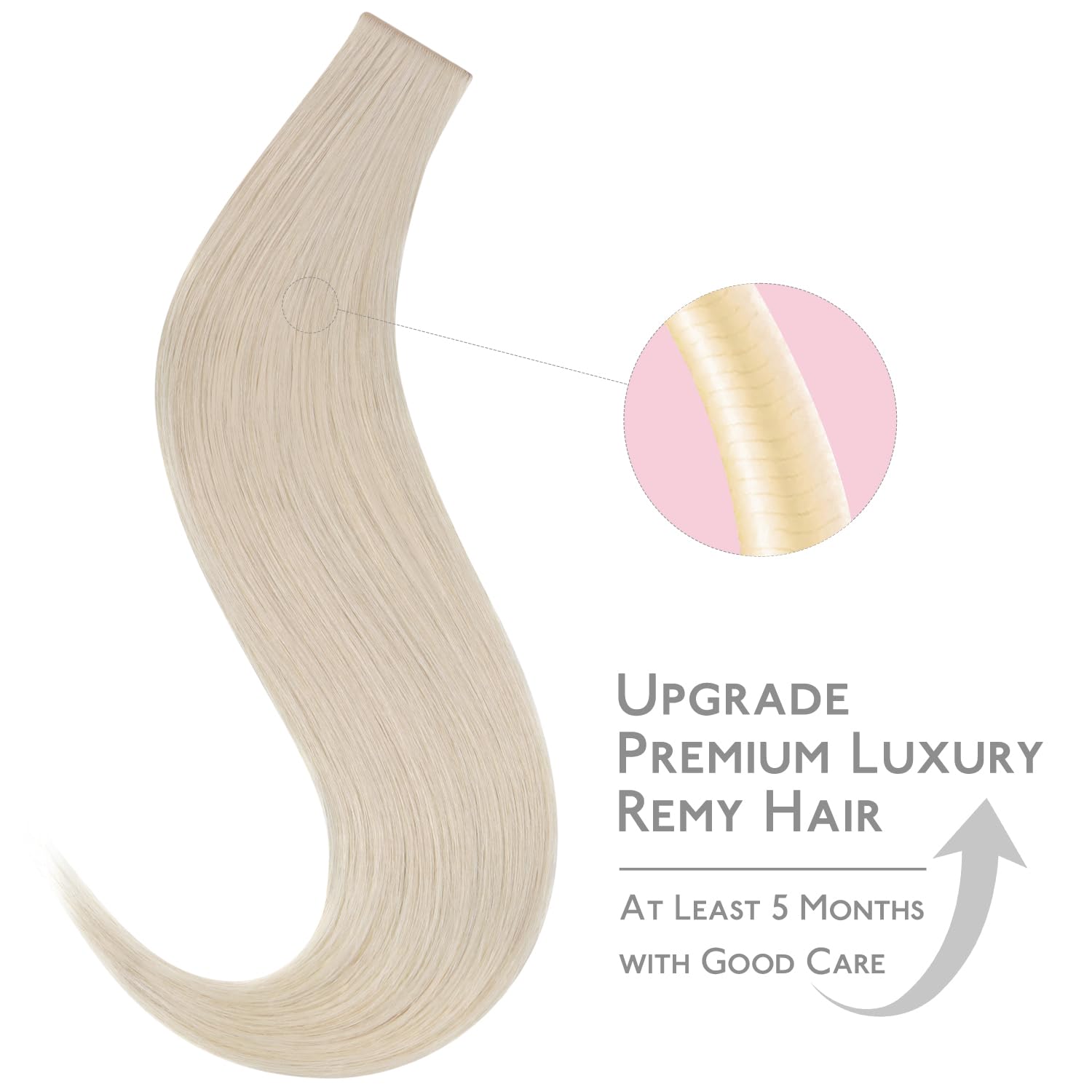 Thumbnail 4 de WENNALIFE Invisi Edge Tape-in Hair Extensions — 20 Inch, Platinum Blonde, 10 Pieces