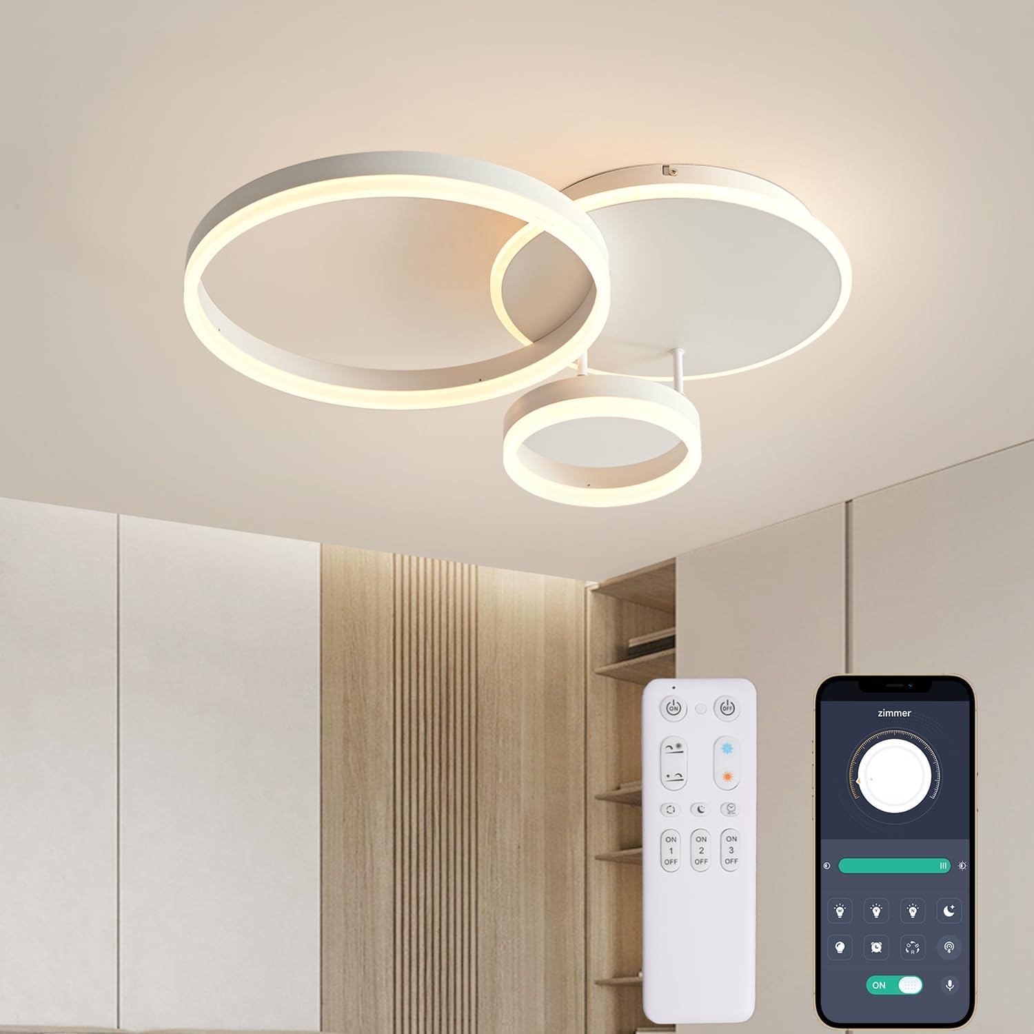 Detalle de KAUCQI LED Deckenleuchte Dimmbar 54W