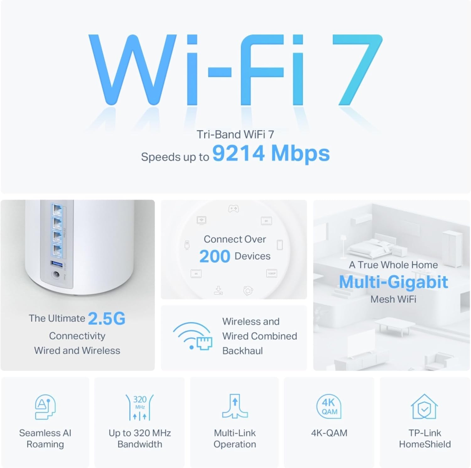 Detalle de TP-Link Deco BE65 BE9300 320MHz Wi‑Fi 7 Router