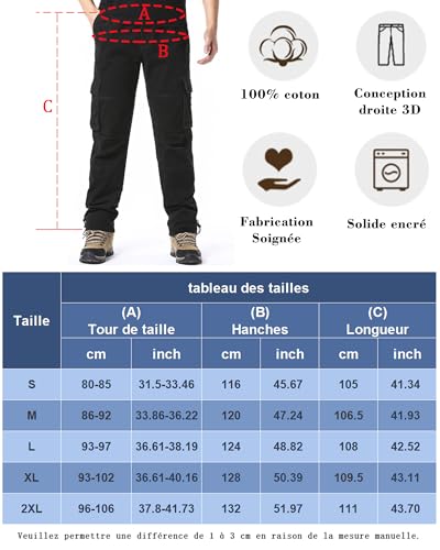 Thumbnail 6 de DUOLUVA Pantalon Cargo Homme – Travail Noir, Taille L