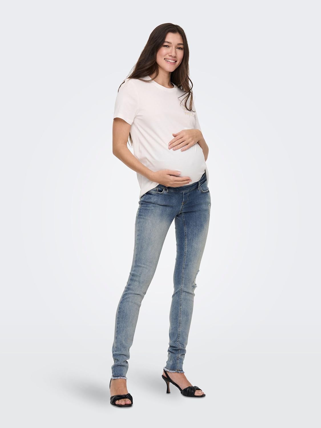 Detalle de JACK & JONES Olmblush Mid SK Ank Raw DNM – Jeans Donna