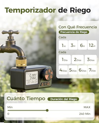 Detalle 2 de Diivoo Programador de Riego con Entrada y Salida de Latón | IP66, Retraso por Lluvia y Riego Manual