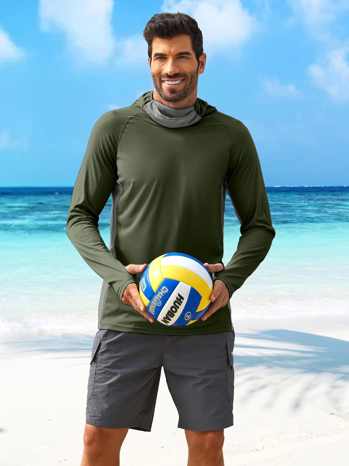 Thumbnail 5 de PINSPARK Men’s Sun Protection Hoodie with Mask UPF 50+ Long Sleeve Rash Guard Shirt