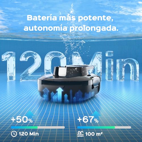 Detalle de BRINBO S1PRO (2026 Upgrade): Robot limpiafondos para piscina de fondo plano, 120 minutos de limpieza, sin cables