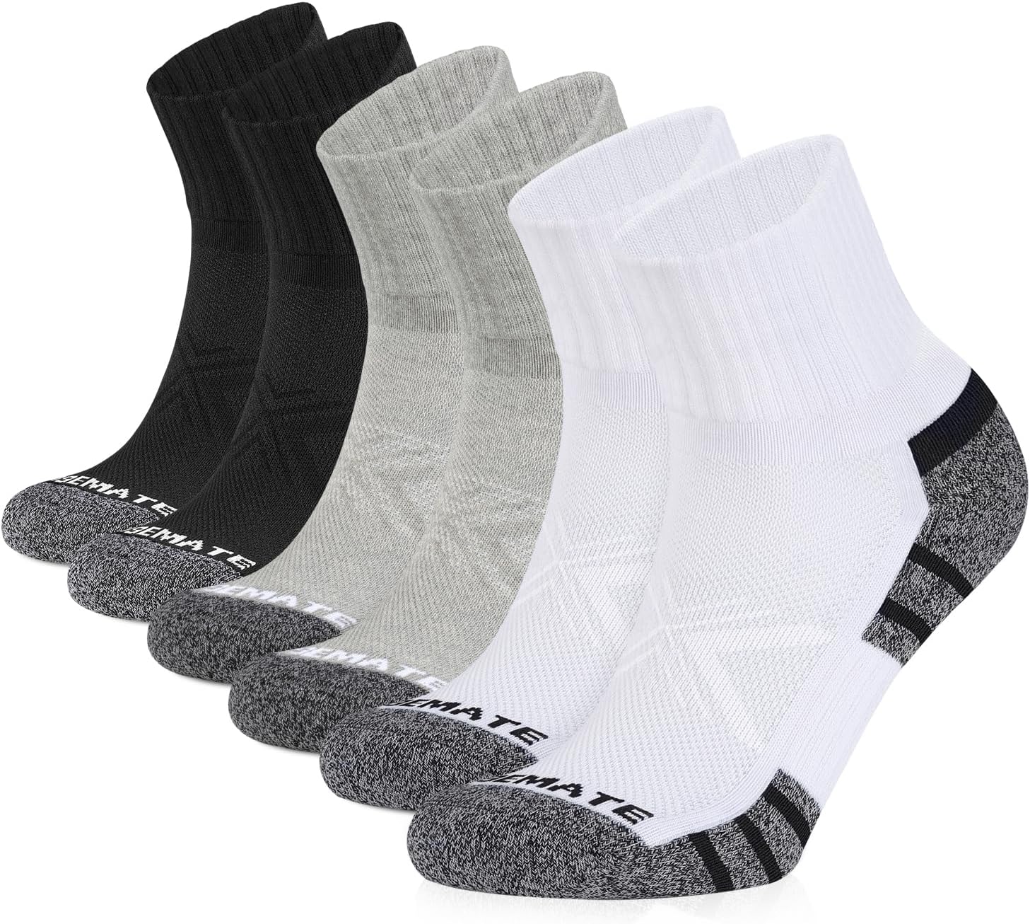 Detalle de CLOSEMATE Mens Sports Quarter Ankle Socks – Cushioned, Anti‑Blister Breathable 6-Pair Pack