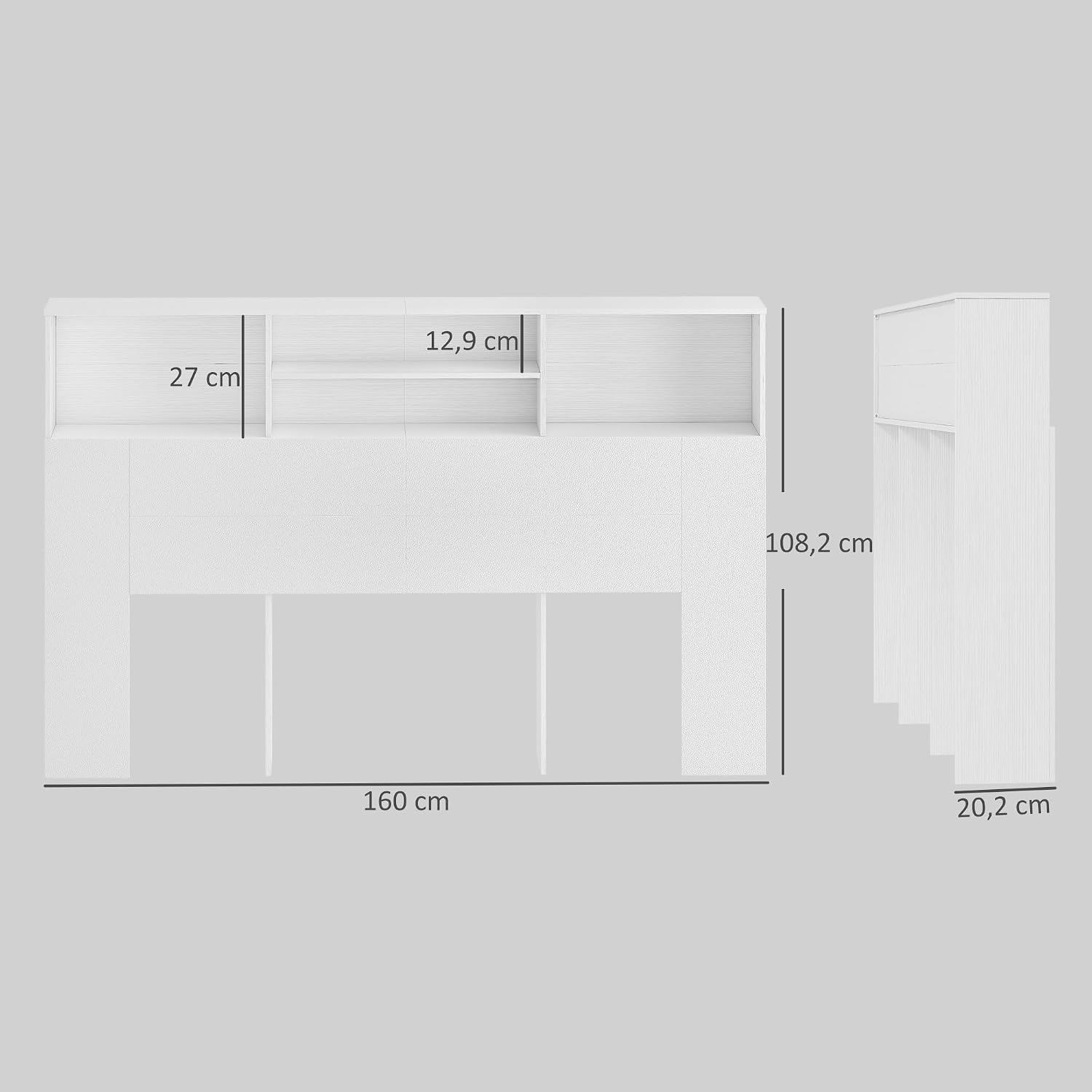Thumbnail 2 de HOMCOM tête de lit sur pied 160 cm blanche avec 4 compartiments de rangement