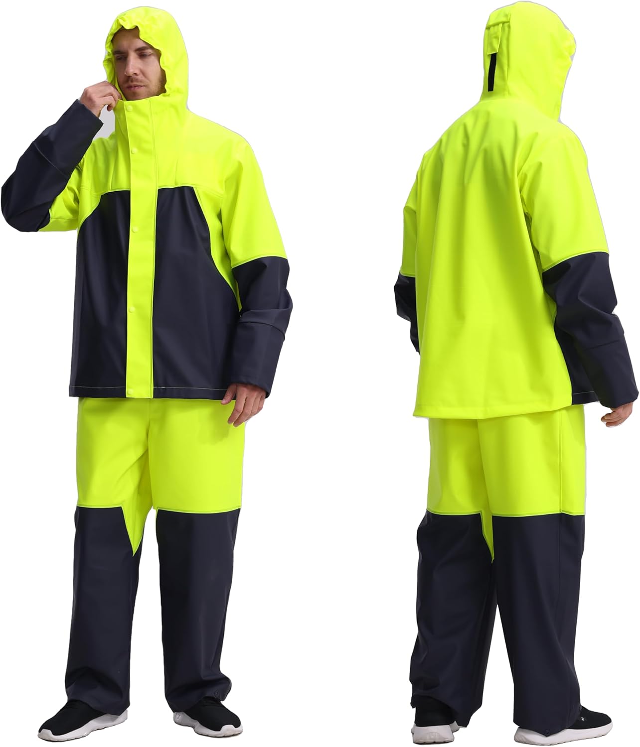 Thumbnail 2 de Men’s PRO Workwear 3-Piece Waterproof Rain Jacket & Bib Pants Set – heavy-duty PU two-tone rain suit