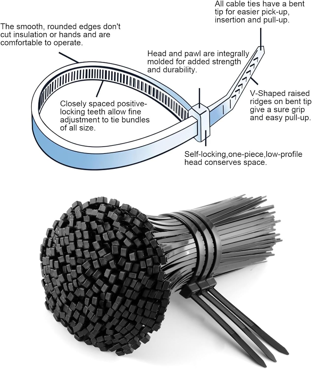 Detalle de HAN-LBG Black Cable Ties 400mm