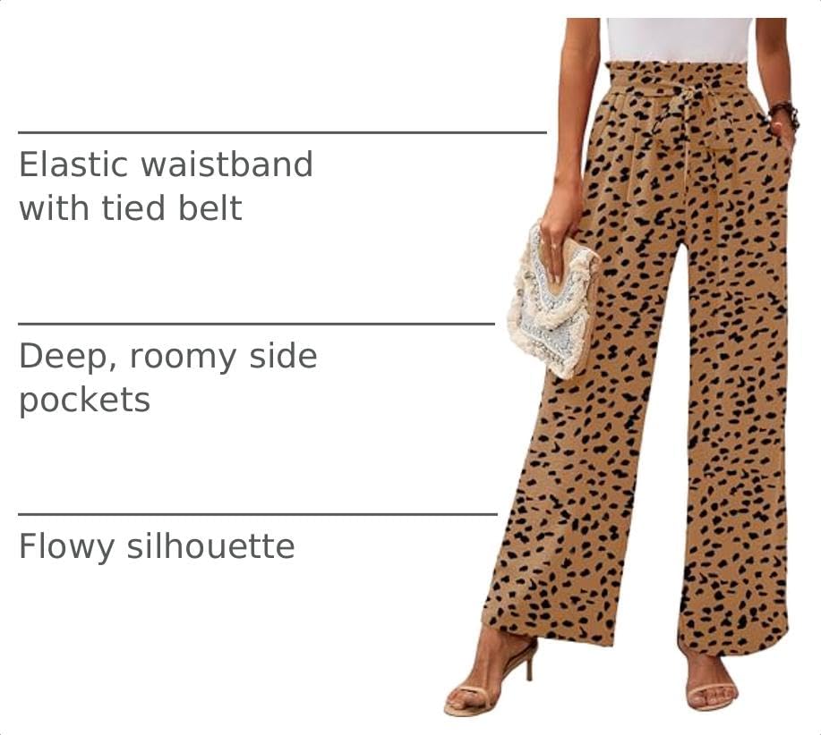 Detalle de Heymoments Women’s Wide Leg Lounge Pants with Pockets – Lightweight High-Waisted Tie Knot Trousers