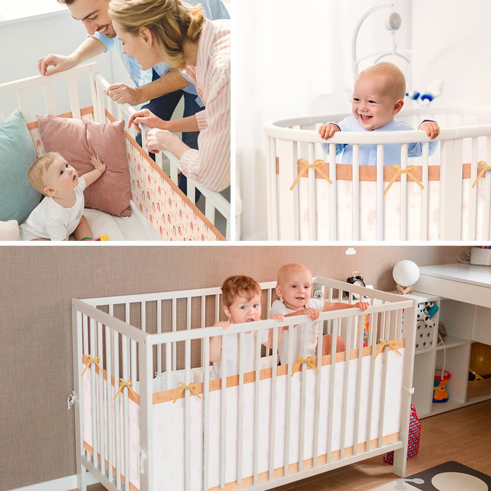 Thumbnail 6 de Aolso Bettumrandung für Babybett mit 2 Nestchen (Kantenschutz), abnehmbar und atmungsaktiv – Regenbogen