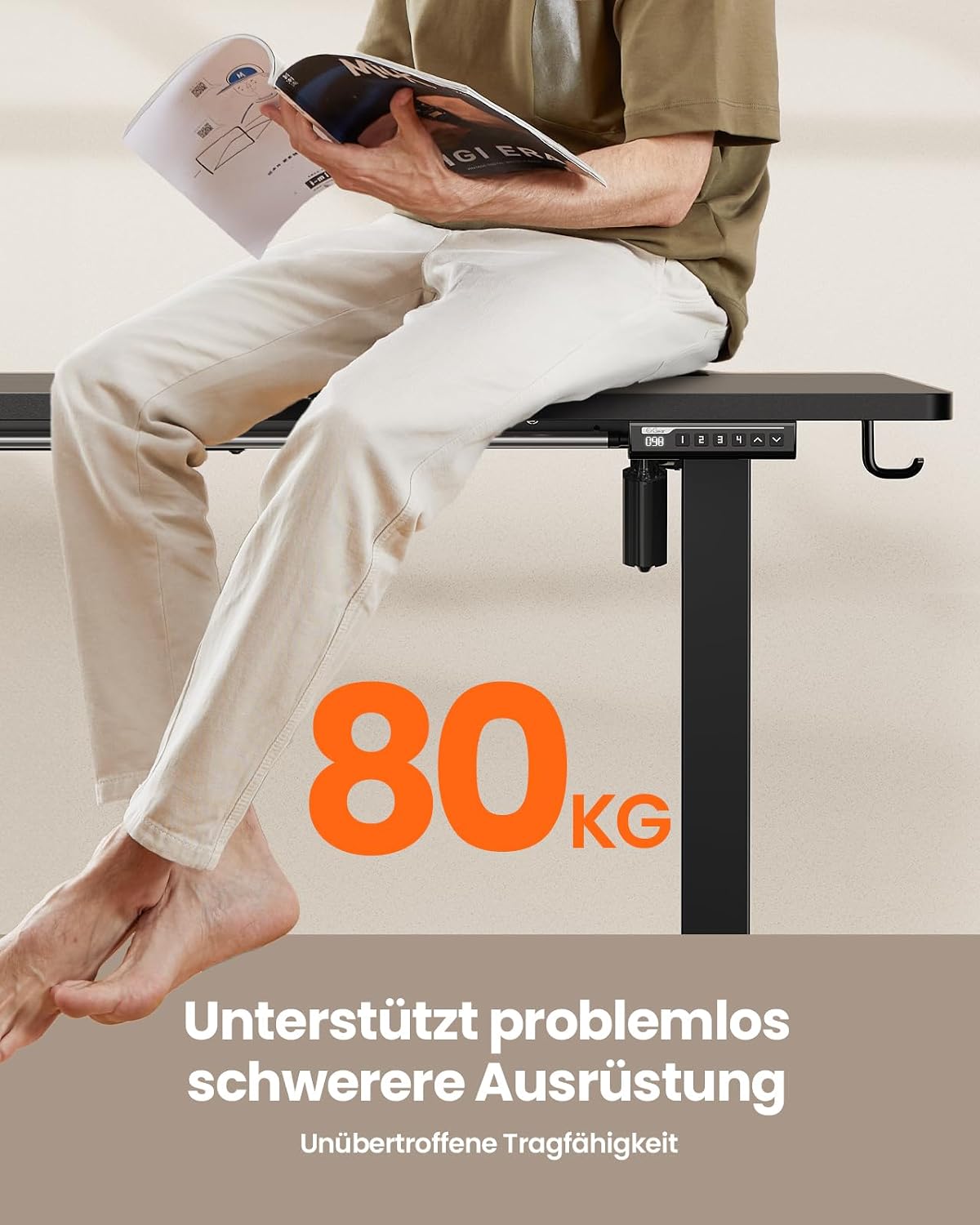 Detalle 1 de ErGear 120x60 cm höhenverstellbarer Schreibtisch