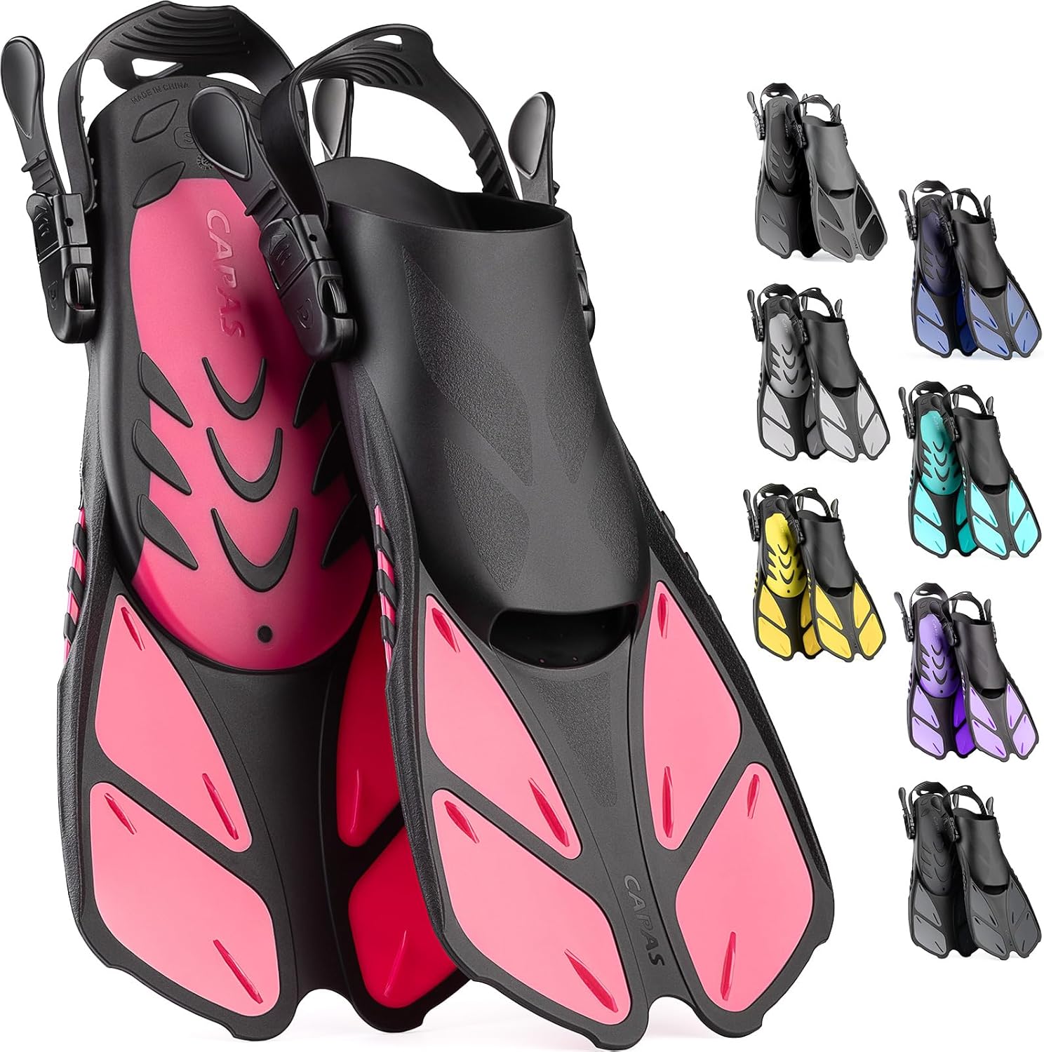 Detalle de CAPAS Snorkel Fins Travel Size Short Adjustable Open Heel Swimming Fins