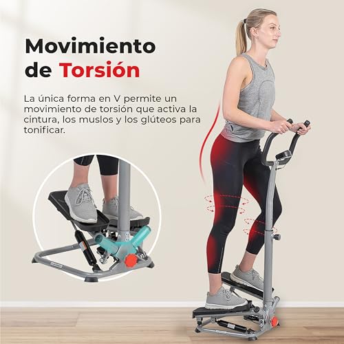 Detalle 2 de Sunny Health & Fitness Stair Stepper con manubrio, monitor LCD e regolazione altezza 🏋