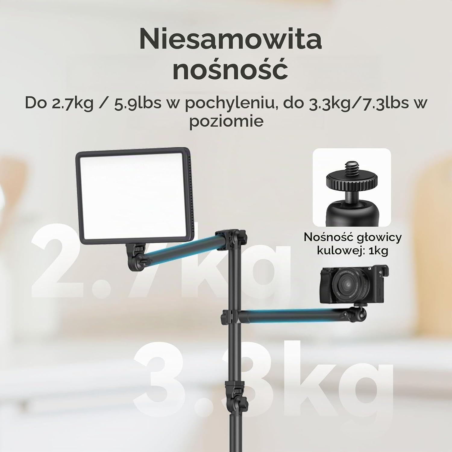 Detalle de SMALLRIG DT-50 4456 – biurkowy uchwyt do kamery z ramieniem 360°