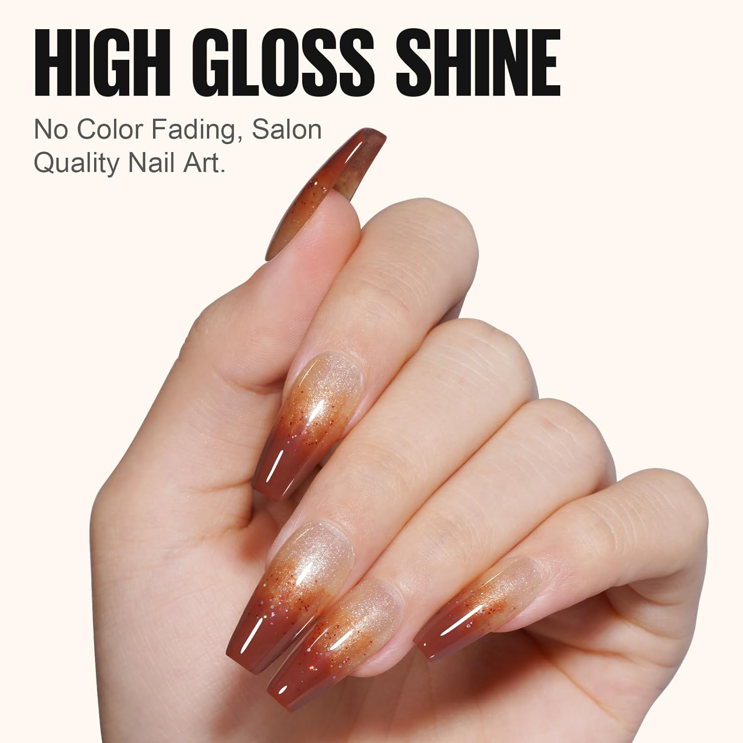 Thumbnail 2 de TOMICCA UV Nagellack Braun Set (4 Farben) – Herbst-Braun Glitzer Collection, 8 ml, Gel Nagellack für UV/LED