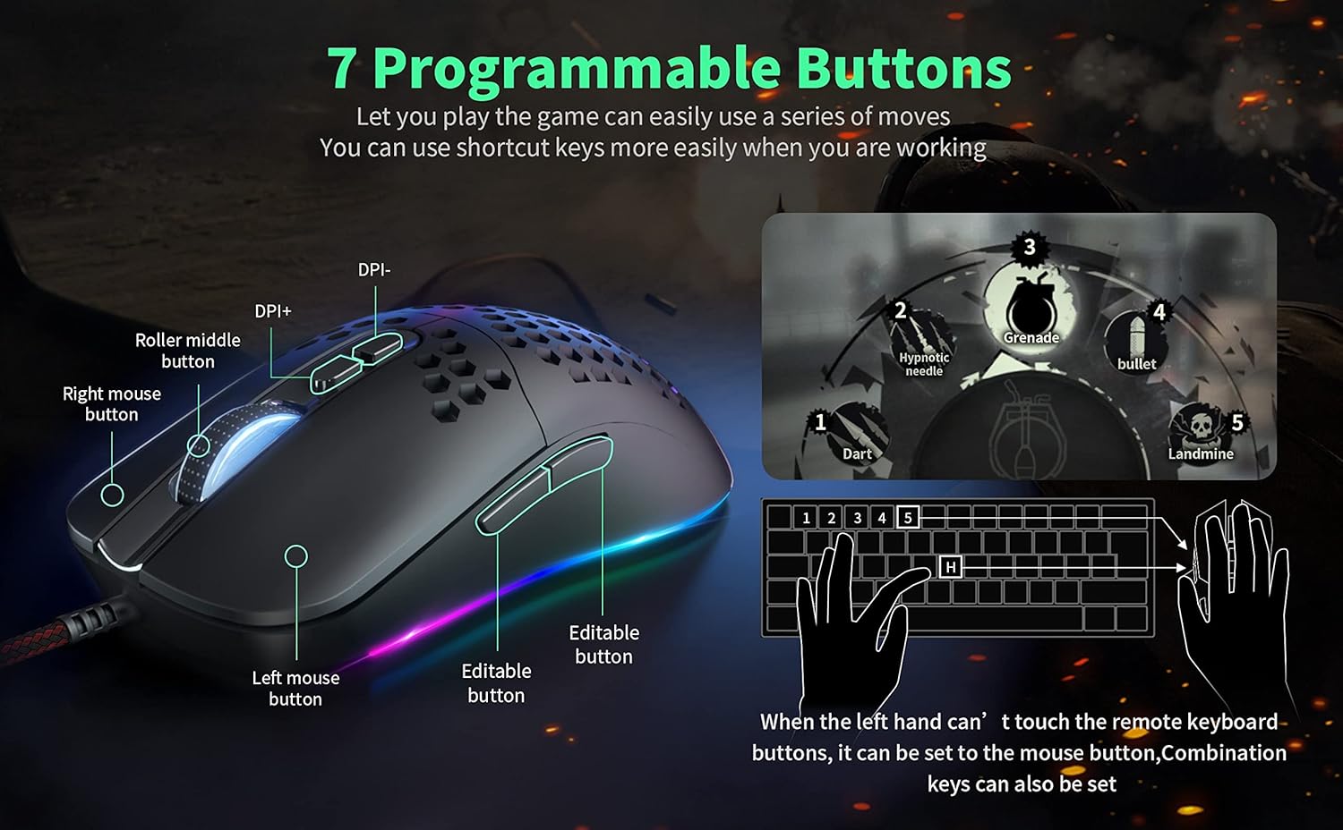 Thumbnail 5 de CYD C306 Wired RGB Gaming Mouse: An Ergonomic, USB 3.0 Precision Tool for Long Sessions