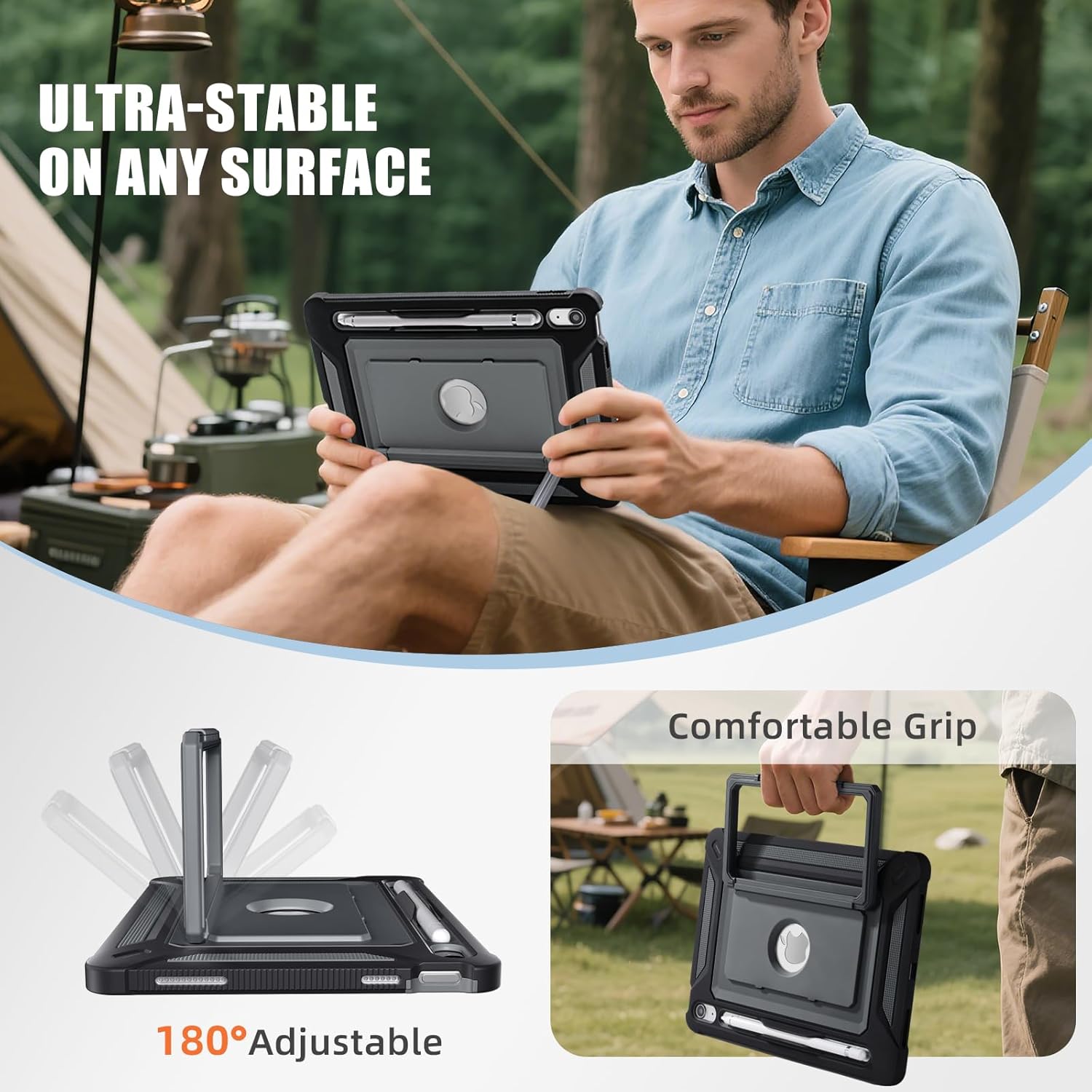 Detalle 1 de Vobafe iPad A16 case 180° stand