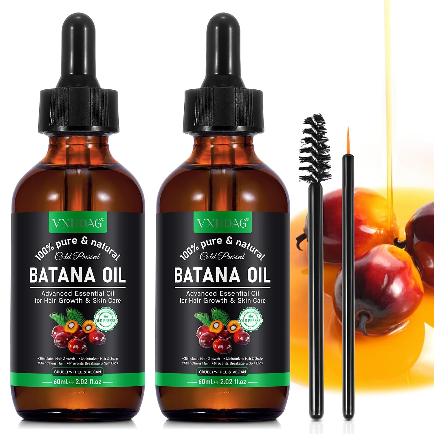 Detalle de VXHDAG Batana Oil for Hair, 4.04 fl oz, 100% Pure from Honduras